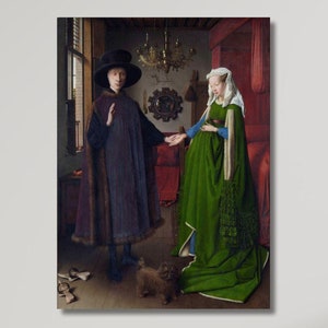 Jan Van Eyck Canvas Wall Art,JanPortrait of Giovanni Arnolfini and his Wife Van Eyck Print,Jan Van Eyck Poster,Arnolfini Portrait Print Gift