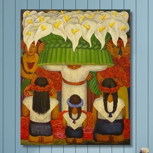Diego Rivera Flower Festival, Feast of Santa Anita Art Print,Diego Rivera Canvas Wall Art,Rivera Artwork,Canvas Poster Panel,Wall Decor/1
