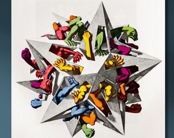 Maurits Cornelis Escher Leinwand Wandkunst, Die Schwerkraft von Maurits Cornelis Escher Poster Kunst Leinwand, große M.C. Escher Print, Abstrakte Leinwand