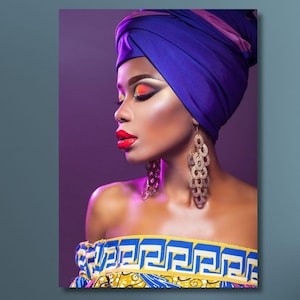 Dipinto su tela raffigurante una donna africana, stampa artistica da parete raffigurante una donna nera, arredamento afrocentrico per la casa, poster africano moderno, opera d&#39;arte raffigurante una donna etnica per il soggiorno.