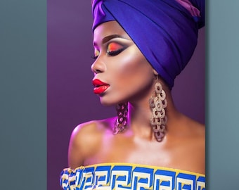 Black Woman Canvas Print, Afrocentric Wall Art, Ethnic Home Decor