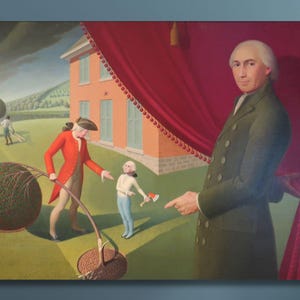 Grant Wood Parson Weems Fable 1939 Canvas Art Poster Print,Grant Wood Painting,Grant Wood Wall art,Reproduction print,Modern Wall art Decor
