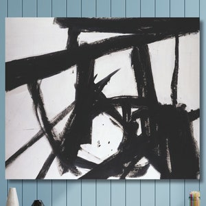 Franz Kline Turin 1960 Black White Wall Art, Franz Kline Wall Art Canvas Poster Print, Abstract Expressionism Modern Wall Art, Home Decor