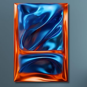 Abstract Canvas Print: Blue & Orange Modern Art, Ready to Hang