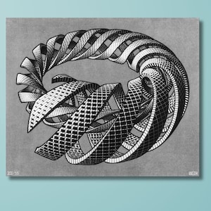 Escher Wall Art,Spirals Maurits Cornelis Escher Canvas Art - Escher Painting Print for Modern and Geometric Home Wall Decor,Ready to Hang