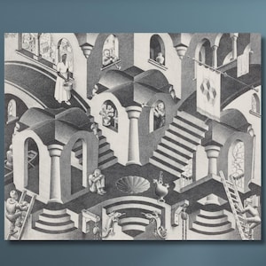 Escher Concave-Convex Poster / Leinwand Wandkunst, Escher Treppen Optische Täuschung Leinwand Druck Kunst, Fine Art Print, Reproduktionsdruckkunstwerke / 19