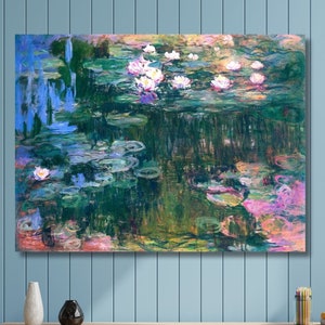 Claude Monet Water Lilies Canvas Wall Art Print,Reproduction Wall Decor,Claude Monet Water Lilies Home Decor,Luxury Wall Art,Modern Wall Art