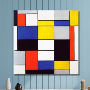Piet Mondrian&#39;s Composition A (1920) by Piet Mondrian Canvas Print Wall Art,Mondrian Poster,Mondrian Painting Print,Art Reproduction Gift