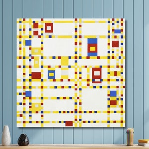 Piet Mondriaan Broadway Boogie Woogie Wall Art Poster Canvas Print, Vintage Poster, Home Decor, Landschapsschilderkunst Abstract, Klaar om op te hangen