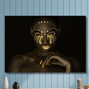 African Woman Canvas Print Wall Art, Ethnic Portrait Painting Poster, Modern African Artwork, Cultural Home Decoration ,Modern Wall Art/1
