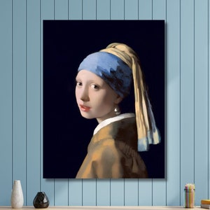 Johannes Vermeer Girl with a Pearl Earring Canvas/Poster Art Reproduction, Classic Wall Art, Dutch Golden Age, Baroque Period Painting GİFTS