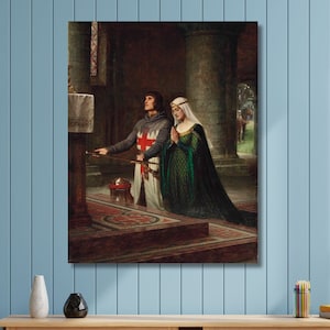 Edmund Blair Leighton The Dedication Art Print,Knight Canvas Wall Art,Edmund Leighton Artwork,Canvas Poster,pre-Raphaelite art,Home Decor/1