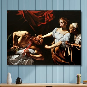 Judith Beheading Holofernes Canvas Wall Art - Dramatic Baroque Painting Reproduction for Historical and Elegant Home Decor