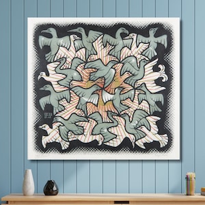 Escher Sun and Moon,By Maurits Cornelis Escher Canvas Wall Art, M.C. Escher,Abstract Canvas Decor for Home Office,CANVAS READY to Hang Gifts