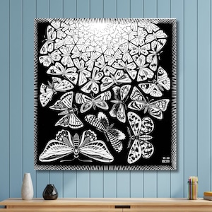 Maurits Cornelis butterflies,Escher Canvas Wall Art,Home office Decor,Modern Relativity,Reproduction Print,Abstract Art,Vintage Art