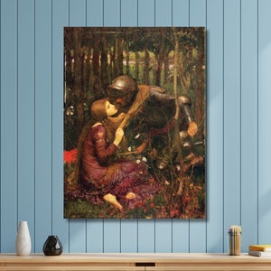 John William Waterhouse Canvas Wall Art,La Belle Dame sans Merci(The Beautiful Lady Without Mercy) Art Print,Art Reproduction,HomeDecor/8