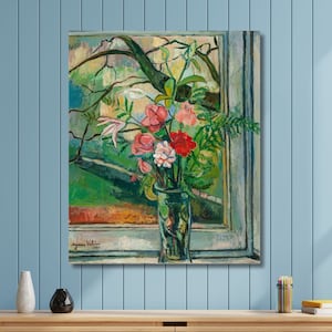 Suzanne Valadon,Flowers in front of a Window/ Poster Art Reproduction, Abstract Wall Art ,Vintage art,canvas wall art,famous art prints