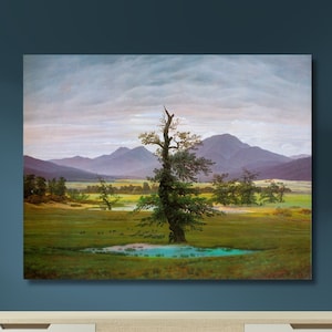 Caspar David The Lonely Tree Poster Print Art Canvas,Caspar David Friedrich Village Landscape in Morning Light,Landscape Canvas Print Art