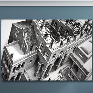 Maurits Cornelis Escher Angels and Demons Ready to Hang Canvas,Maurits Cornelis Escher Canvas,Escher,Abstract Decor for Home Office,Canvas22