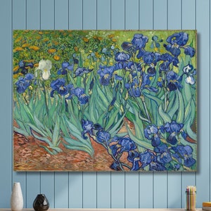 Irises Painting Print Van Gogh Flower Canvas,Master Artist Vincent Van Gogh Irises Nature Wilderness Illustrations Canvas Art Print, Gift/2