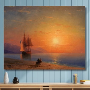 Ivan Konstantinovich Aivazovsky Canvas Wall Art,Ivan Aivazovsky Sunset at Sea Art Print,Sailing Ship,Canvas Poster Panel,Home Wall Decor