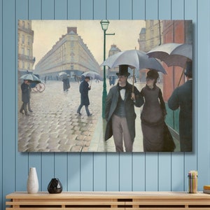 Gustave Caillebotte paris street rainy day 1877 Canvas Wall Art Exhibition Poster, Gustave Caillebotte Canvas Home Classic rainy day Canvas