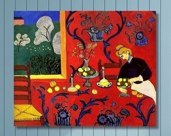 Henri Matisse Harmony in Red Canvas/Poster Art Reproduction, Abstract Wall Art Print, Modern Art Painting, Expressionism Art Print