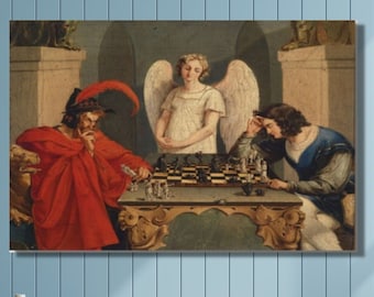 Frederich August Moritz Faust And Mephistopheles Playing Chess Abstract Wall Art Home Decor Faust And Mephistopheles Playing Chess Canvas