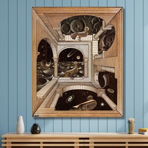 Another World Poster/Canvas Wall Art Print,Maurits Cornelis Escher Waterfall Wall Art,Fine Art Print,Reproduction Print Art,Modern Wall Art