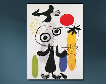 Joan Miro Canvas Wall Art, Abstract Figure, Red Sun Print - Etsy