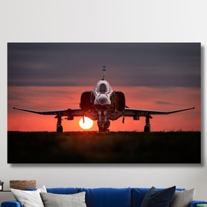 Aviation Art,Military Aircraft F-4 Phanton Canvas Wall Art,Plane Canvas Wall Art,Aircraft Art for Gift,Air Force Poster Decor,Ready To Hang