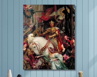 Frank Dicksee Canvas Wall Art,The Two Crowns Canvas wall art Museum Poster, Frank Dicksee Canvas Poster, couple love art, CANVAS art