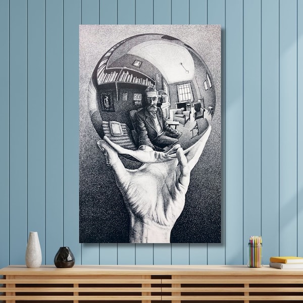 Hand With Reflecting Sphere by Maurits Cornelis Escher Canvas Wall Art, Wall Art Print Design,Abstract Canvas Decor for Home Office /5