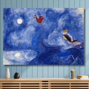 Marc Chagall Canvas Wall Art,Marc Chagall Aleko and Zemphira by Moonlight Art Print,Expressionism Art,Canvas Poster/Panel Home Wall Decor/14