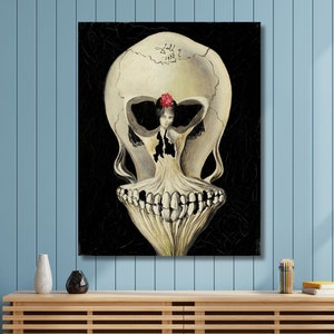 Salvador Dali Skull Balerina Poster Print Art Canvas,Dali Exhibition Poster Art,Fine Art Print,Skull Illusion,Ballerina in a Death&#39;s Head