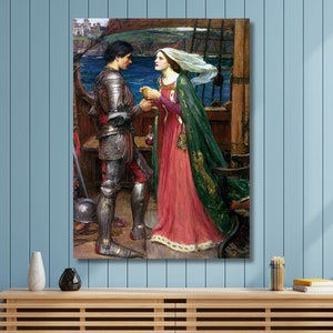John William Waterhouse Canvas Wall Art,Waterhouse Tristan and Isolde with the Potion Art Print,Reproduction,Framed Poster PrintHome Decor/9