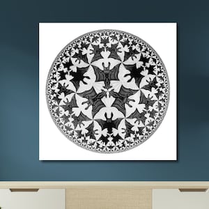 Maurits Cornelis Escher Canvas Wall Art,Circle Limit,Home office Decor,Modern Relativity,Reproduction Print,Abstract Art,Vintage Art