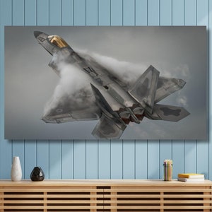 Fighter Jets Canvas Or Poster, F-22 Raptor Wall Art, Aircraft Wall Print, F22 Figther Printing, Vintage Wall Art, F22 Canvas, Ready to Hang