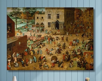 Pieter Bruegel Elder Canvas Wall Art,Children's Games by Elder Canvas Print, Children's Games Wall Decor, Fine Art Print, Reproduction Art