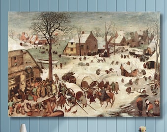 Pieter Bruegel Winter landscape Poster Print,Renaissance painting Canvas Wall Art Pieter Bruegel the Elder in Bethlehem 1566 Home Wall Decor