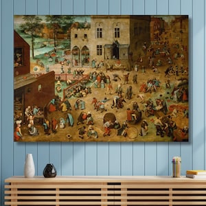 Pieter Bruegel Elder Canvas Wall Art,Children&#39;s Games by Elder Canvas Print, Children&#39;s Games Wall Decor, Fine Art Print, Reproduction Art