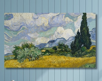 Vincent Van Gogh Wheat Field with Cypresses Canvas Art Print, Frame Large Wall Art, Green Art, Vintage Art,Minimalist Art,Gift,Wall Decor/1