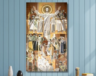 Touchdown Jesus Canvas Wall Art,Touchdown Jesus Poster Print Art,Notre Dame College Football, Man Cave, Fighting Irish Bar, Dorm Room Gift