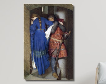 Frederic William Burton Canvas Wall Art The Meeting on the Turret Stairs Exhibition Poster Print art, Wall Art CANVAS art Burton decor arts