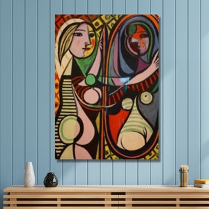 Picasso Poster Picasso Girl Before a Mirror Canvas Wall Art, Pablo Picasso Canvas wall art Exhibition Poster Pablo Surrealism CANVAS art
