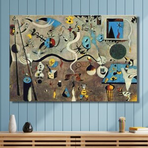 Joan Miro The Harlequin&#39;s Carnival Canvas Wall Art,Abstact Canvas, Surreal wall art,Wrapped Surreal Canvas,Joan Miró Abstract Surrealism Art