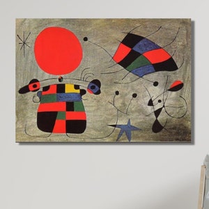 Joan Miro Canvas Wall Art,Abstact Canvas, Surreal wall art,Wrapped Surreal Canvas,Joan Miró Abstract Surrealism Art Joan Miro 7