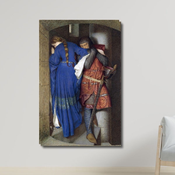 Frederic William Burton Canvas Wall Art The Meeting on the Turret Stairs Exhibition Poster Print art, Wall Art CANVAS art Burton decor arts