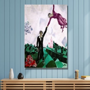 Marc Chagall Canvas Poster Marc CHAGALL Canvas Wall Art The Promenade Abstract Painting Exhibition Poster Surrealism art Chagall Surreal art