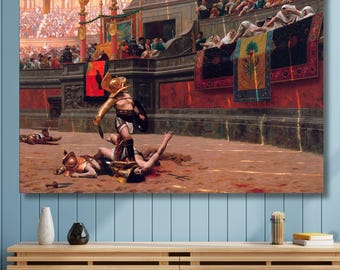 Jean Leon Gerome Pollice Verso Canvas Wall Art, Gladiator Thumbs Down Print (HD Quality)